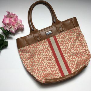 Tommy Hilfiger Women Brown Orange Shoulder Tote Bo